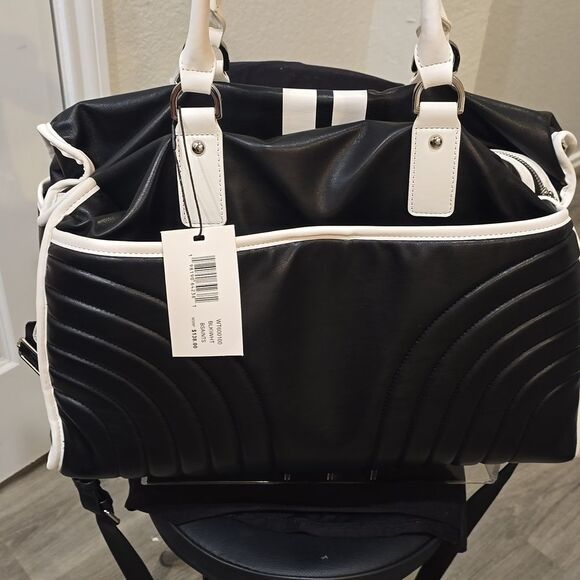 Steve Madden BSaints Duffel Bag- Black/White